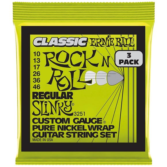 Ernie Ball P03255 Pure Nickel Slinky, 3 Pack