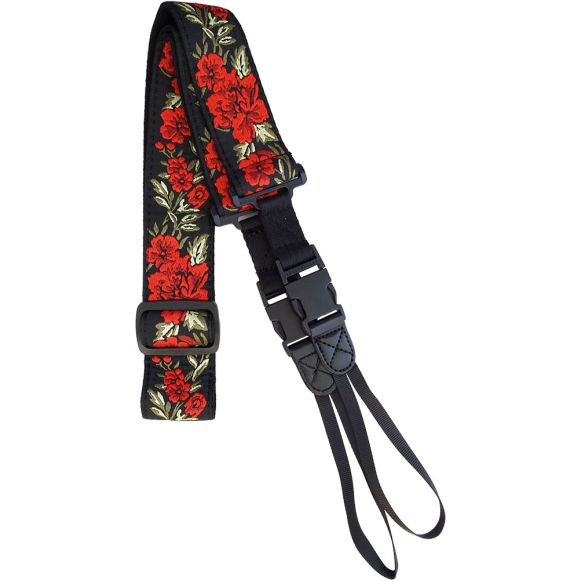 Viking VBS-65 Cotton Banjo Strap. Red Roses