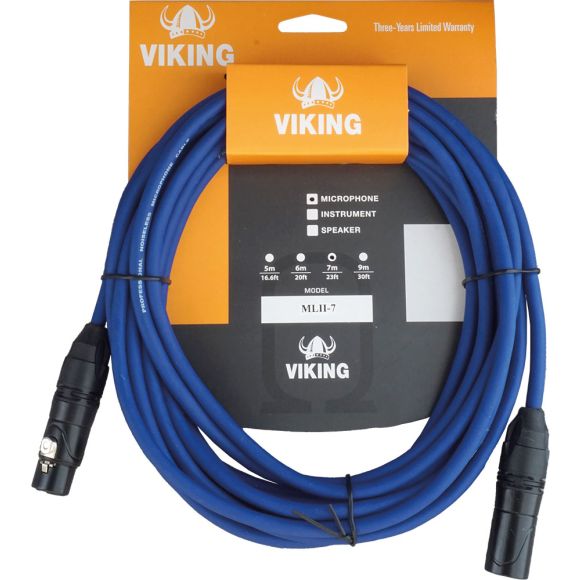 Viking ML11-7 7m XLR-XLR Mic Cable. Blue