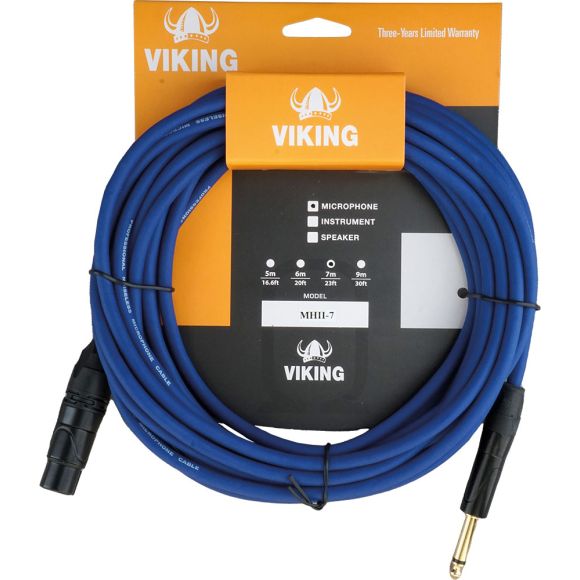 Viking MH11-7 7m XLR-Jack Mic Cable. Blue