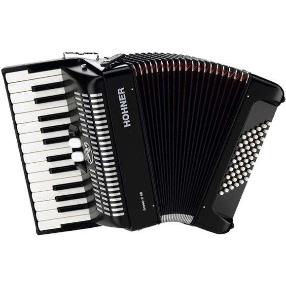 Hohner Bravo II 48 Bass Accordion, Black