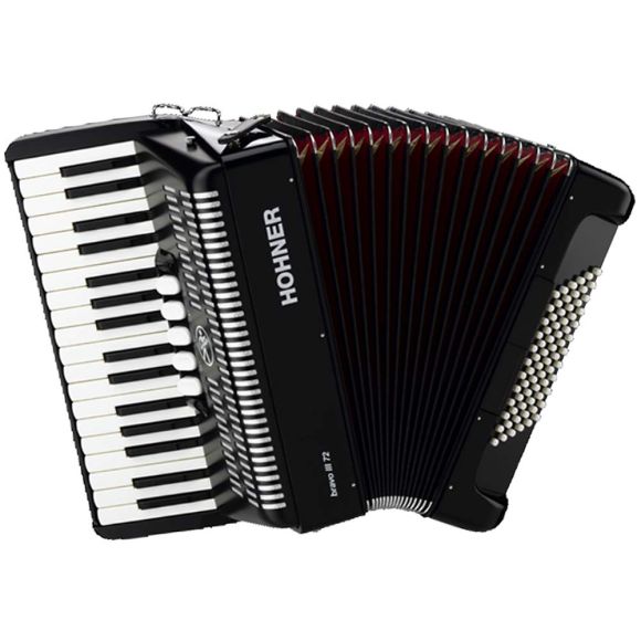 Hohner Bravo III 72 Bass Piano Accordion, Black