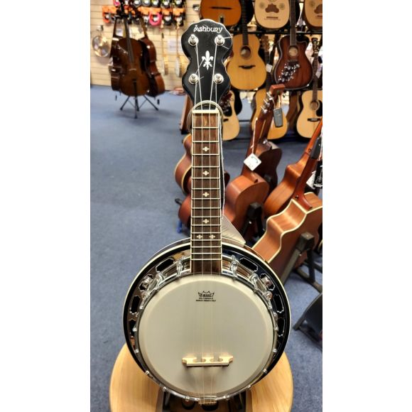 Ashbury AB-48-U Banjo Ukulele in nice condition, mahogany resonator, planetary pegs, complete with hard cas