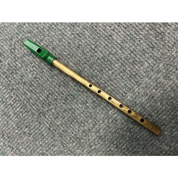 Brass High D whistle with Green plastic mouthpiece