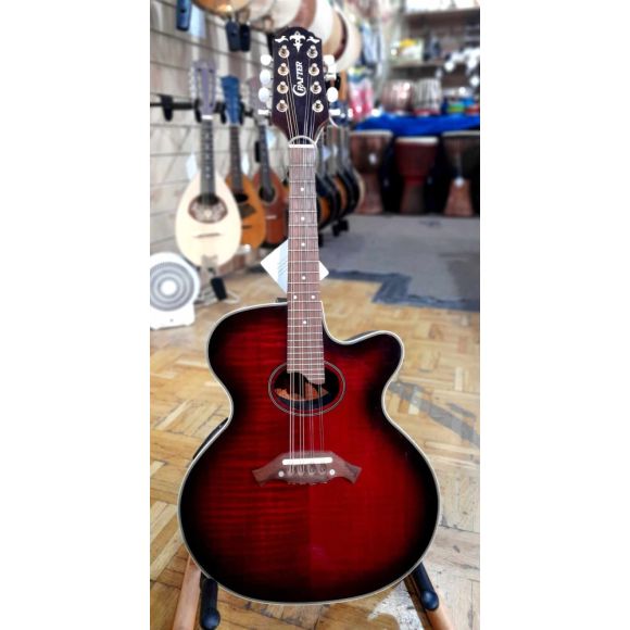 Crafter M70E Bowlback Electro Acoustic Mandolin, Translucent Red