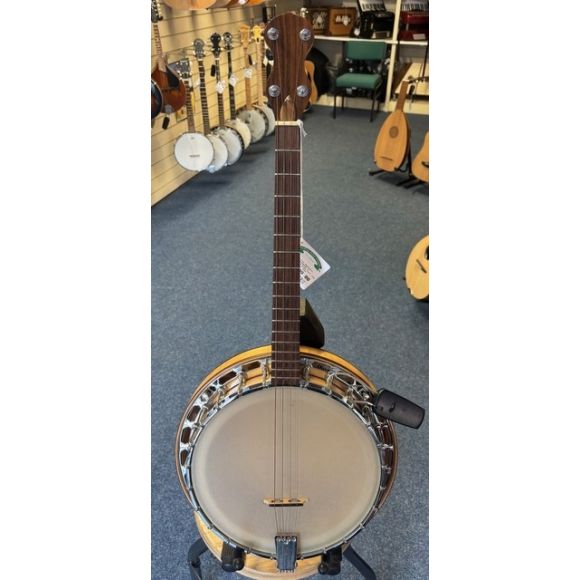 Cas Davey 17 Fret Resonator Tenor Banjo, Handmade in Cornwall, rolled brass tone ring complete with hard ca