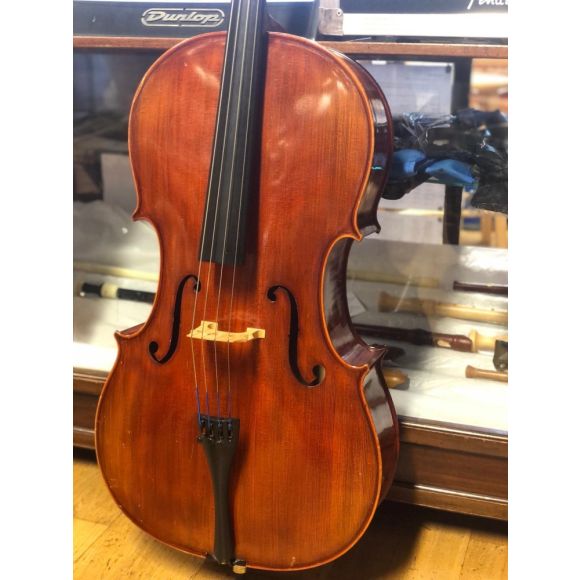 German 4/4 cello by Lothar Semmlinger Mittenwald 2000, two piece back brown shaded vanish. In good conditio