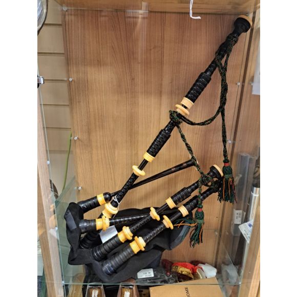 Robertson Scottish Highland Bagpipes, very good condition circa 1960s with new Ezeedrone reeds & Bannatyne 