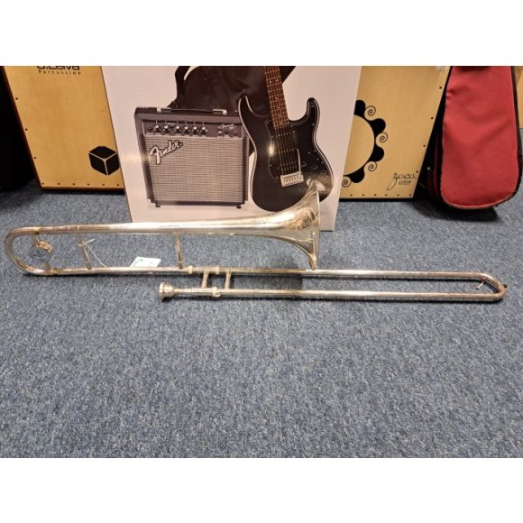 Besson 1000 Silver Bb Trombone in good condition with case (zip broken)