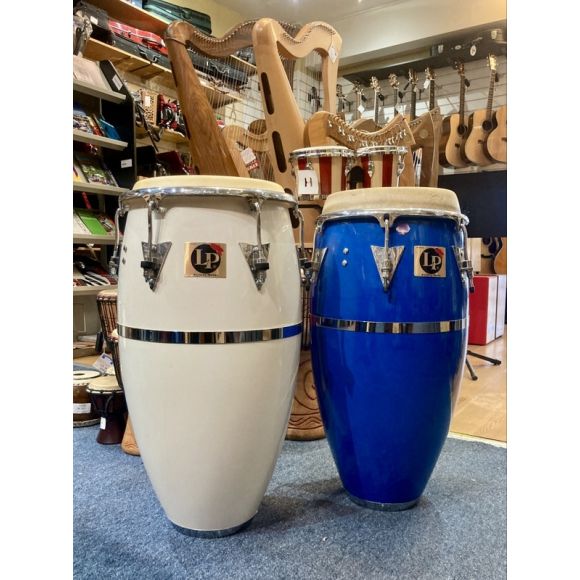 LP percussion Patato model Congas. no stand, fair cond. slight cracks on 1 head. 