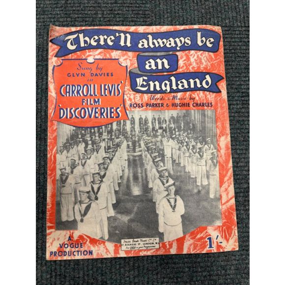 WWII Music Sheet THERE'll ALWAYS BE AN ENGLAND Carroll Levis film discoveries 1939