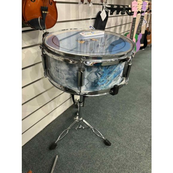 Handpainted and wired Lightup Snare drum side table - Blue Ocean Design