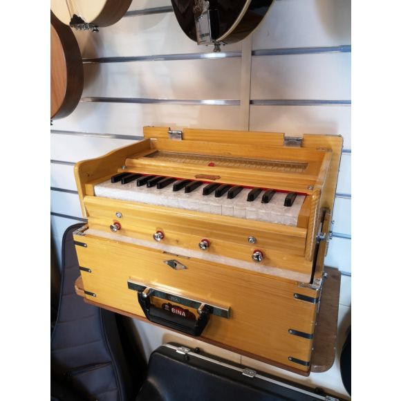BINA Model 23B Portable Harmonium (Delhi, India) - 2&1/2 Octave Melody scale (C2-G4 in 2 voices) with C#&G#