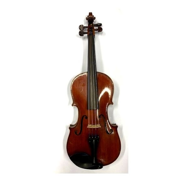 German Viola 15 1/4 inches, dark red-brown varnish, two piece back, repaired soundpost crack in back with p