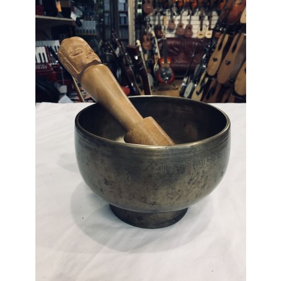 Singing bowl, Naga type. With beater.