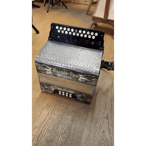 Hohner Double-Ray Deluxe B/C Melodeon. Grey Pearloid.