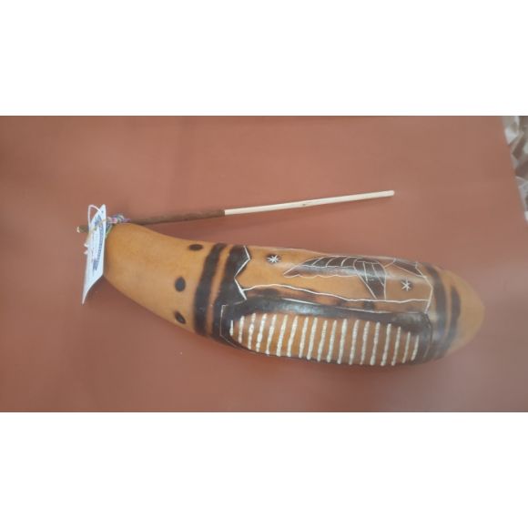 Gourd guiro/Shaker with designs, and stick