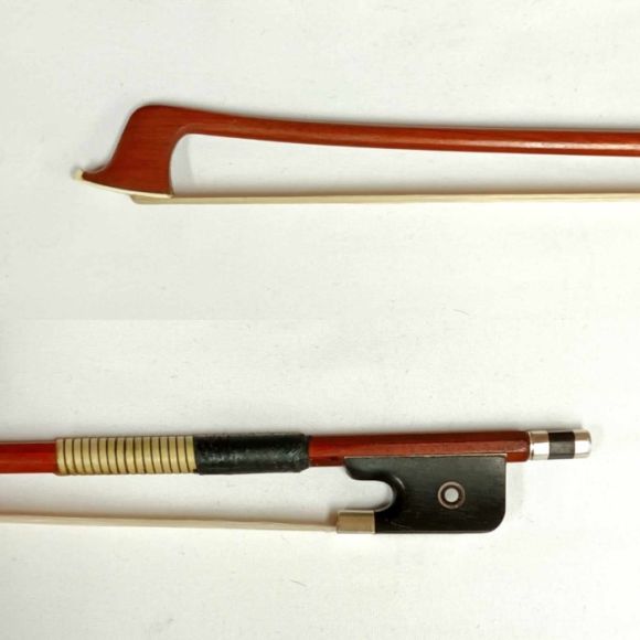 German viola bow, mid 20th c. Silver mounted, pernambuco stick, parisian eye 65g