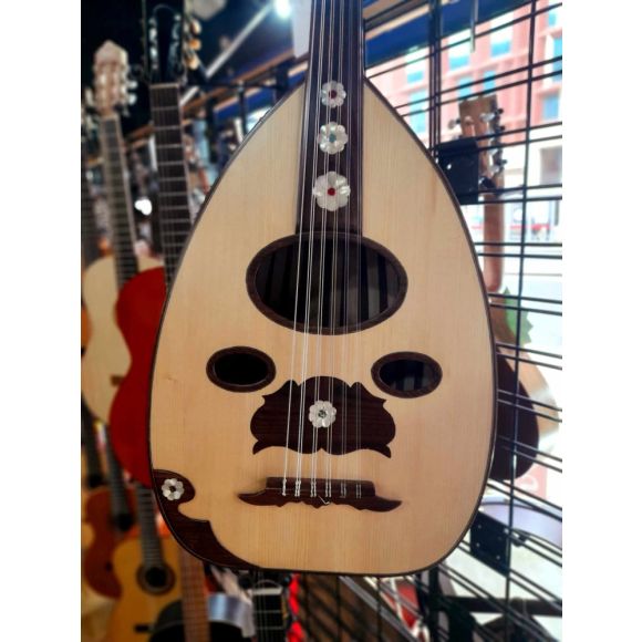 Arabic Oud made in Egypt, replica of Mohammed Ali Abu Mesbah, walnut back w/bag