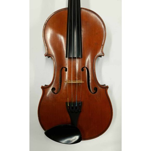 German 4/4 Violin, Markneukirchen c1900, , Two-piece back, Narrow Flame, Dark Amber Varnish, Good Condition