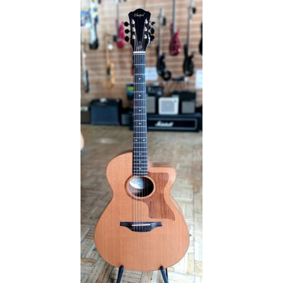 Chapel Acoustic Guitar, Langdale Cutaway Wedge, Cedar Top, Walnut Back and Sides, Headway HE4 Pickup, w/Cas
