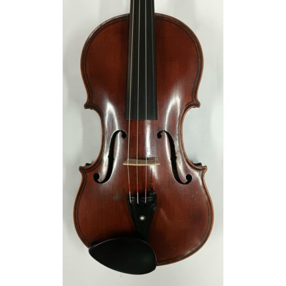 German 4/4 Maggini copy Violin 1890's, Two Piece Back, Narrow Flame, Deep Red/Brown Varnish, Good Condition