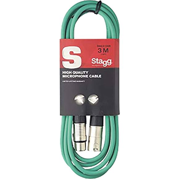 Stagg S Series 3m Mic Cable XLR-XLR. Green