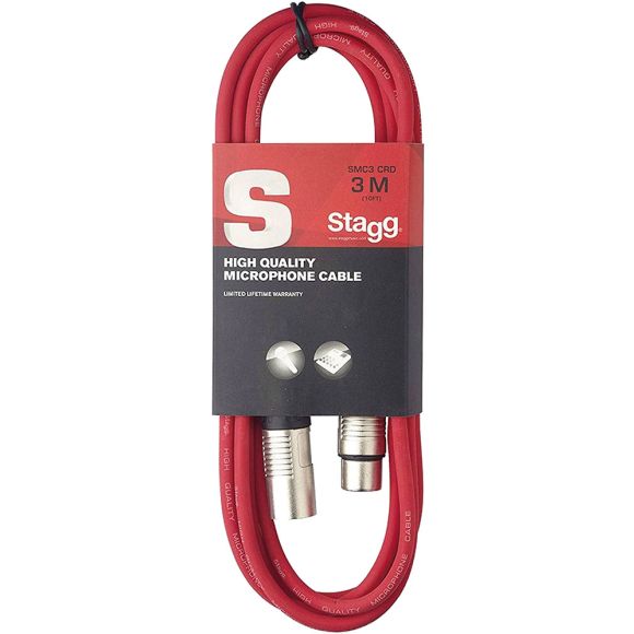 Stagg S Series 3m Mic Cable XLR-XLR. Red