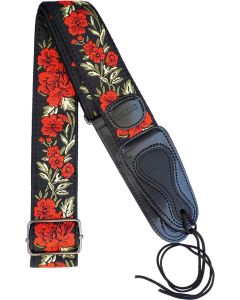 Viking VGS-65 Cotton Guitar Strap. Red Roses